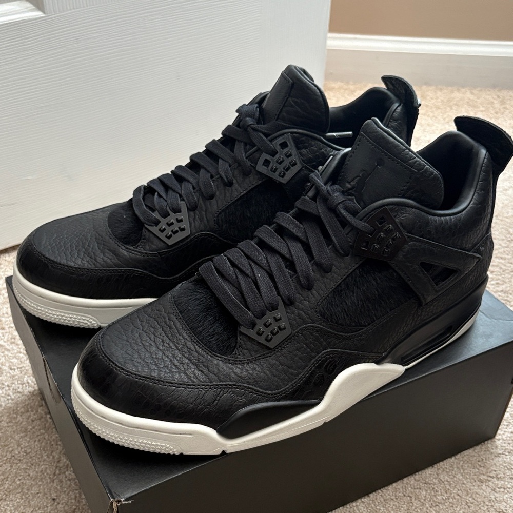 Size 13 Jordan 4 Black Pony Hair(Premium Jordan Series) - Picture 3 of 8